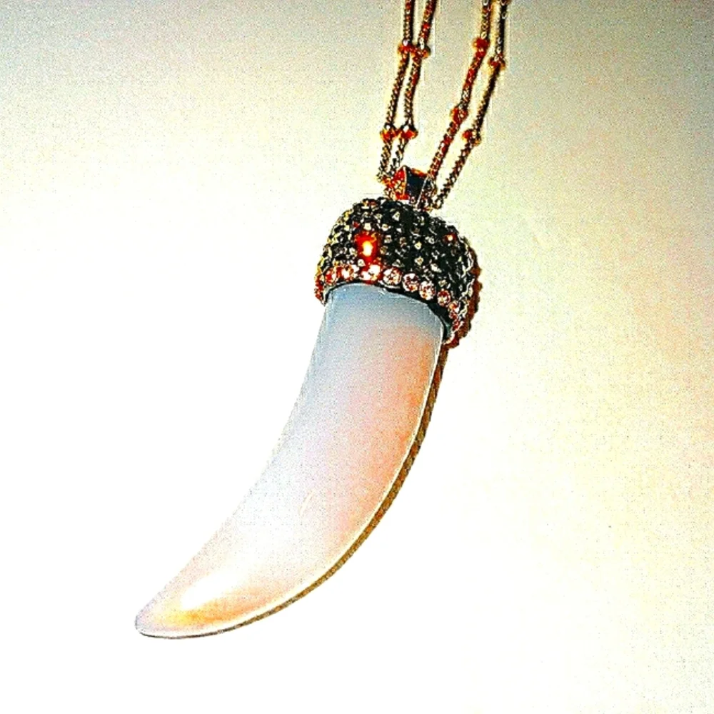 Crystal pave horn necklace